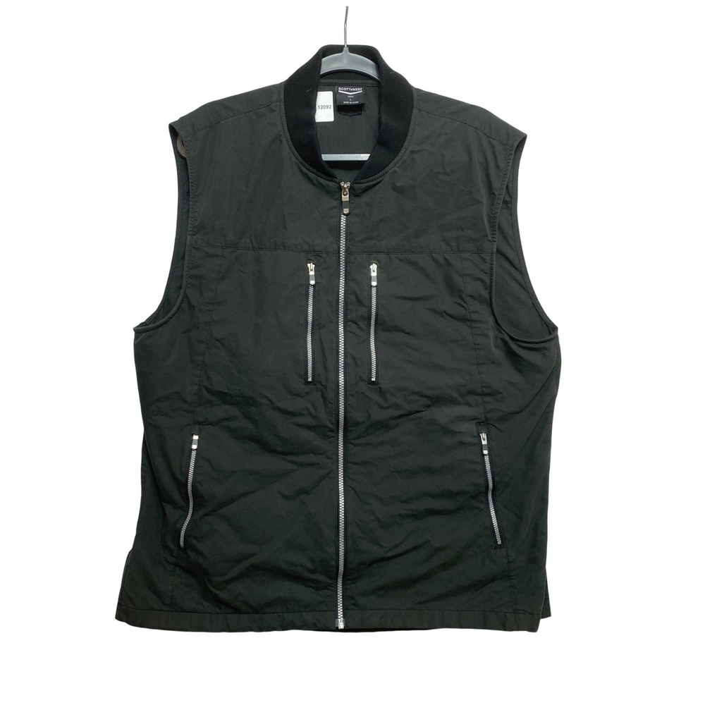 SCOTTeVEST Vest Mens Large Black Utility Multi-Pocket Travel Full Zip Jacket